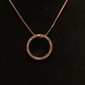 New Eternity Goldtone Necklace clear CZ’S,16”chain,2” extender